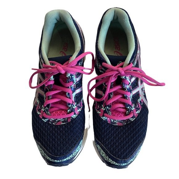 ASICS Gel Kayona 22 Sneaker Running Shoe Navy Pink Green Women’s Sz 8.5 Medium - Picture 3 of 9